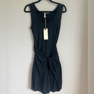 Lanston Navy Sleeveless Wrap Dress